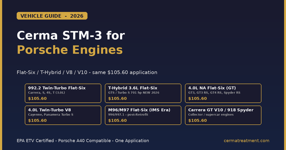 Cerma STM-3 Porsche engine protection guide - 992.2, T-Hybrid, GT3 4.0L NA, Cayenne V8, IMS era covered