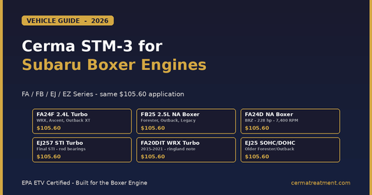 Cerma STM-3 for Subaru: Complete Engine Protection Guide for 2026 (FA24, FB25, EJ25/257, and the FA20DIT Ringland Issue) - cermatreatment.com