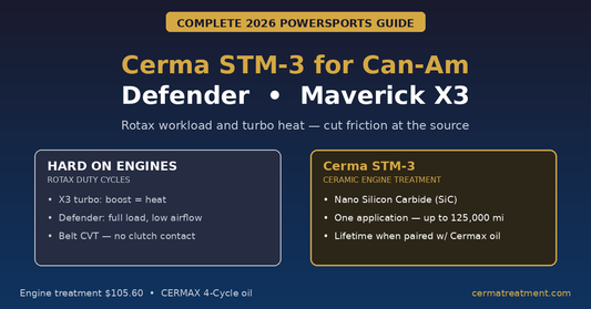 Cerma STM-3 powersports guide for Can-Am Defender Maverick X3 - ceramic engine treatment for Rotax