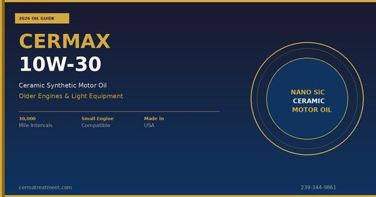 CERMAX 10W-30 ceramic synthetic motor oil guide 2026 — older engines and light equipment protection — Cerma Treatment