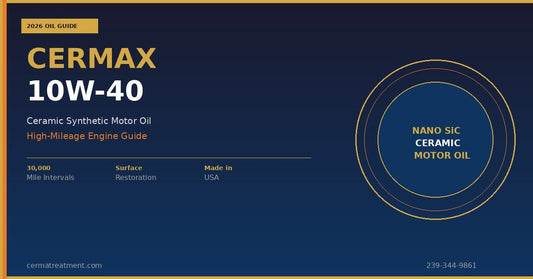 CERMAX 10W-40 ceramic synthetic motor oil guide 2026 — high-mileage engine protection and surface restoration — Cerma Treatment