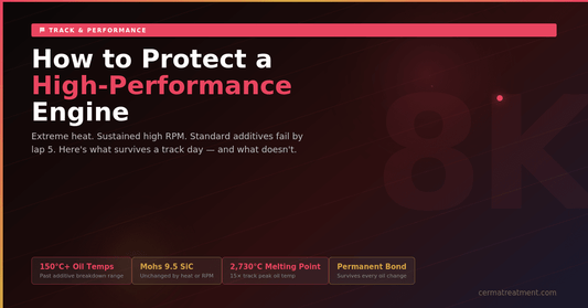 Cerma STM-3 track car engine treatment — Mohs 9.5 Nano Silicon Carbide protection for high-performance and HPDE engines
