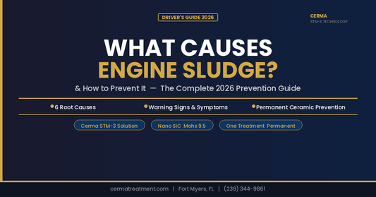 What Causes Engine Sludge and How to Prevent It — 2026 Driver's Guide by Cerma Treatment. Covers 6 root causes, warning signs, and permanent ceramic prevention with STM-3 Nano Silicon Carbide technology. cermatreatment.com
