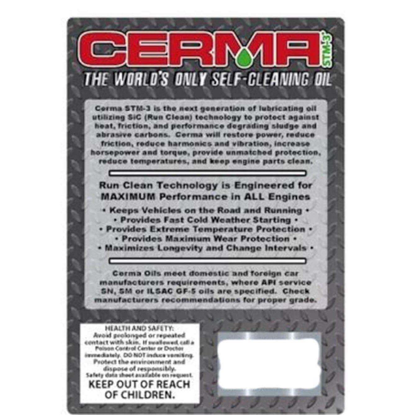 10W-30W Cerma Synthetic Ceramic Motor Oil at $12.6 only from cermatreatment.com