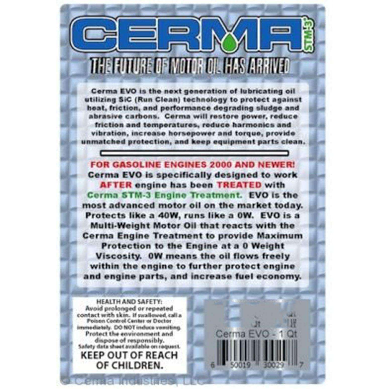 Cerma EVO Ceramic Synthetic Motor Oil at $19.26 only from cermatreatment.com
